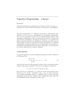 Copositive Programming – a Survey