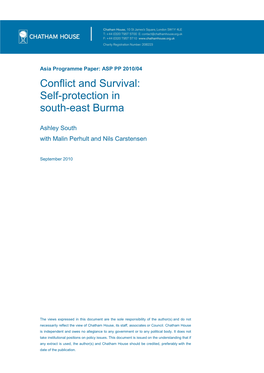 Conflict and Survival: Self-Protection in South-East Burma