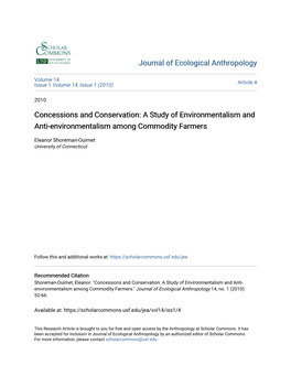 Concessions and Conservation: a Study of Environmentalism and Anti-Environmentalism Among Commodity Farmers