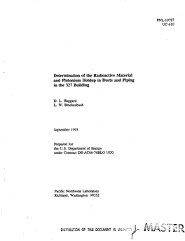 Determination of the Radioactive Material and Plutonium Holdup in Ducts and Piping in the 327 Building