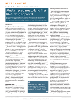 Alnylam Prepares to Land First Rnai Drug Approval