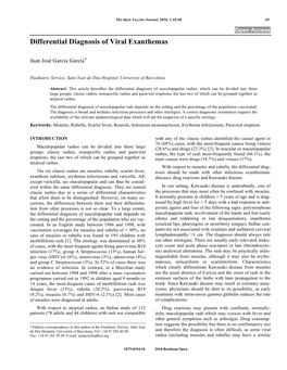 Differential Diagnosis of Viral Exanthemas