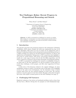 Recent Progress in Propositional Reasoning and Search