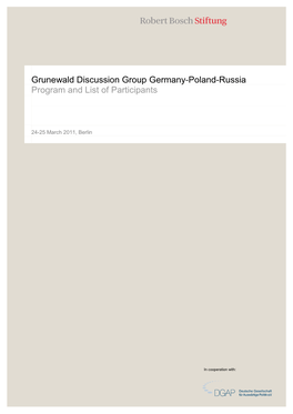 Grunewald Discussion Group Germany-Poland-Russia Program and List of Participants