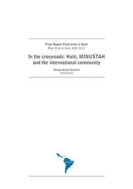 Haiti, MINUSTAH and the International Community