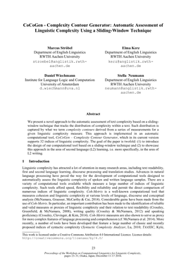 Automatic Assessment of Linguistic Complexity Using a Sliding-Window Technique