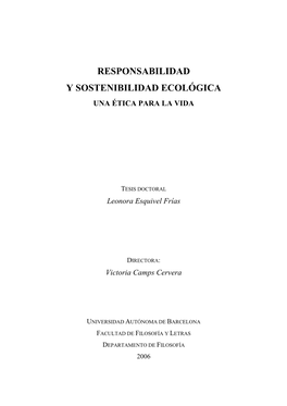 Responsabilidad Y Sostenibilidad Ecológica Una Ética Para La Vida