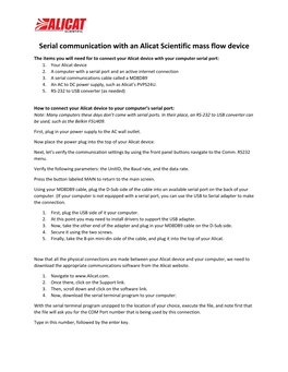 Serial Communication with an Alicat Scientific Mass Flow Device