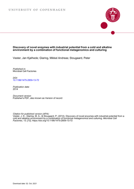 Discovery of Novel Enzymes with Industrial Potential from a Cold and Alkaline Environment by a Combination of Functional Metagenomics and Culturing