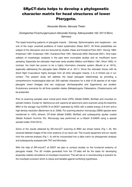 Srµct-Data Helps to Develop a Phylogenetic Character Matrix for Head Structures of Lower Pterygota