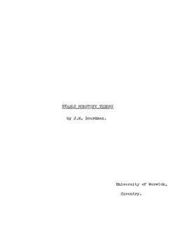 STABLE HOMOTOPY THEORY by J.M. Boardman. University of Warwick, Coventry