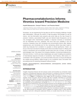 Pharmacometabolomics Informs Viromics Toward Precision Medicine