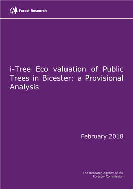 I-Tree Eco Valuation of Public Trees in Bicester: a Provisional Analysis