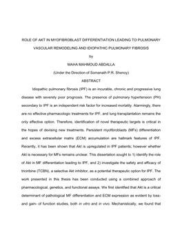 Role of Akt in Myofibroblast Differentiation Leading to Pulmonary