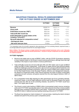 Media Release BOUSTEAD FINANCIAL