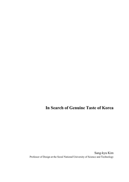 In Search of Genuine Taste of Korea