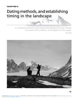Dating Methods, and Establishing Timing in the Landscape