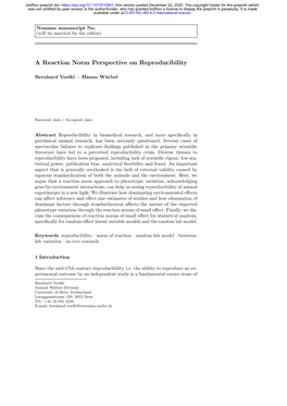 A Reaction Norm Perspective on Reproducibility