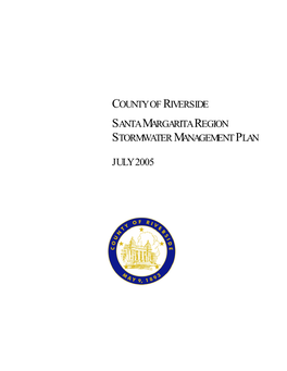 County of Riverside Santa Margarita Region Stormwater Management Plan