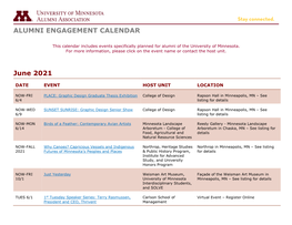 ALUMNI ENGAGEMENT CALENDAR June 2021