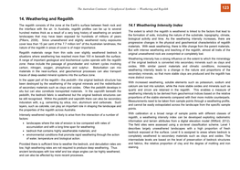 14. Weathering and Regolith the Regolith Consists of the Zone at the Earth's Surface Between Fresh Rock and 14.1 Weathering Intensity Index the Interface with the Air