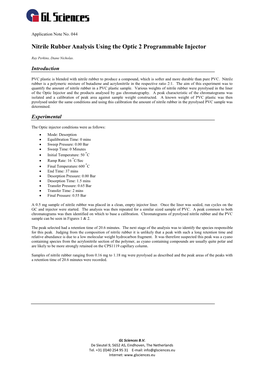 Nitrile Rubber Analysis by Py GCMS