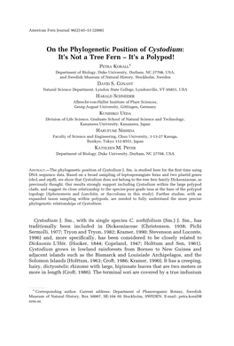 On the Phylogenetic Position of Cystodium: It's Not a Tree Fern – It's a Polypod!