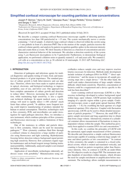 Simplified Confocal Microscope for Counting Particles at Low