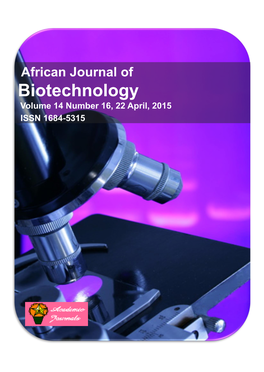 Biotechnology Volume 14 Number 16, 22 April, 2015 ISSN 1684-5315