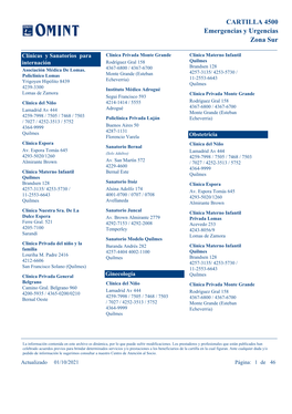 Zona Sur CARTILLA 4500 Emergencias Y Urgencias