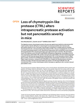 Loss of Chymotrypsin-Like Protease