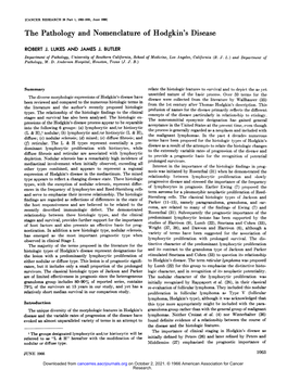 The Pathology and Nomenclature of Hodgkin's Disease