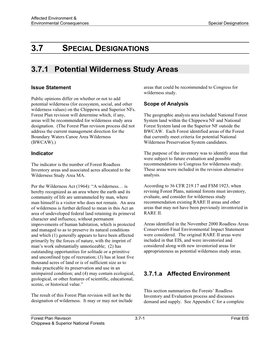 3.7.1 Potential Wilderness Study Areas