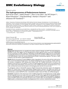 The Hydrogenosomes of Psalteriomonas Lanterna