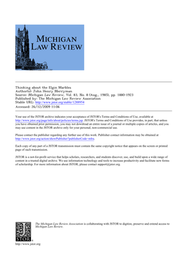 Thinking About the Elgin Marbles Author(S): John Henry Merryman Source: Michigan Law Review, Vol