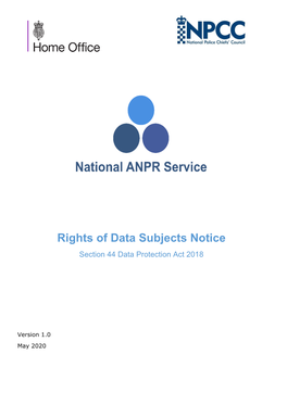 Rights of Data Subjects Notice Section 44 Data Protection Act 2018