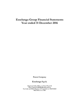 Esselunga Group Financial Statements Year Ended 31 December 2016