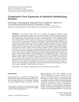 Comparative Gene Expression of Intestinal Metabolizing Enzymes