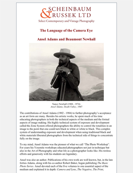 The Language of the Camera Eye Ansel Adams and Beaumont Newhall