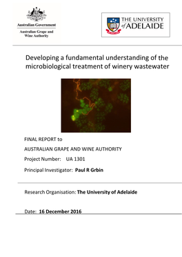Developing a Fundamental Understanding of the Microbiological Treatment of Winery Wastewater