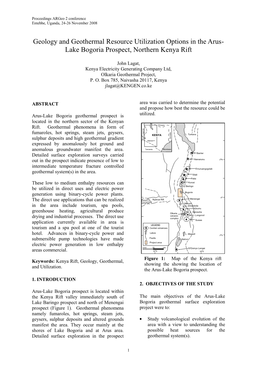 Geology and Geothermal Resource Utilization Options in the Arus-Lake