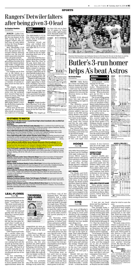 Butler's 3-Run Homer Helps A's Beat Astros