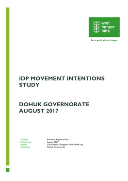 IDP Movement Intentions Study Dohuk Governorate August 2017