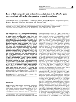 Loss of Heterozygosity and Histone Hypoacetylation of the PINX1 Gene Are Associated with Reduced Expression in Gastric Carcinoma