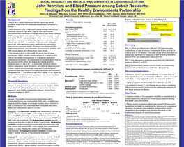 John Henryism and Blood Pressure Among Detroit Residents: Findings from the Healthy Environments Partnership Alana M