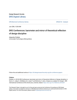 DRS Conferences: Barometer and Mirror of Theoretical Reflection of Design Discipline