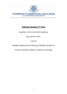 Pakistan Studies 2Nd Year