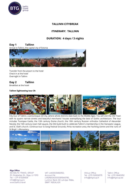 Tallinn Citybreak Itinerary