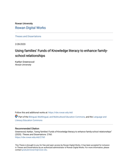 Using Families' Funds of Knowledge Literacy to Enhance Family-School Relationships