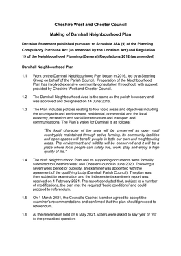 Cheshire West and Chester Council Making of Darnhall Neighbourhood